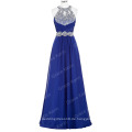 Grace Karin 2016 Full-Length ärmellosen blauen Chiffon Perlen Abendkleid GK000086-2